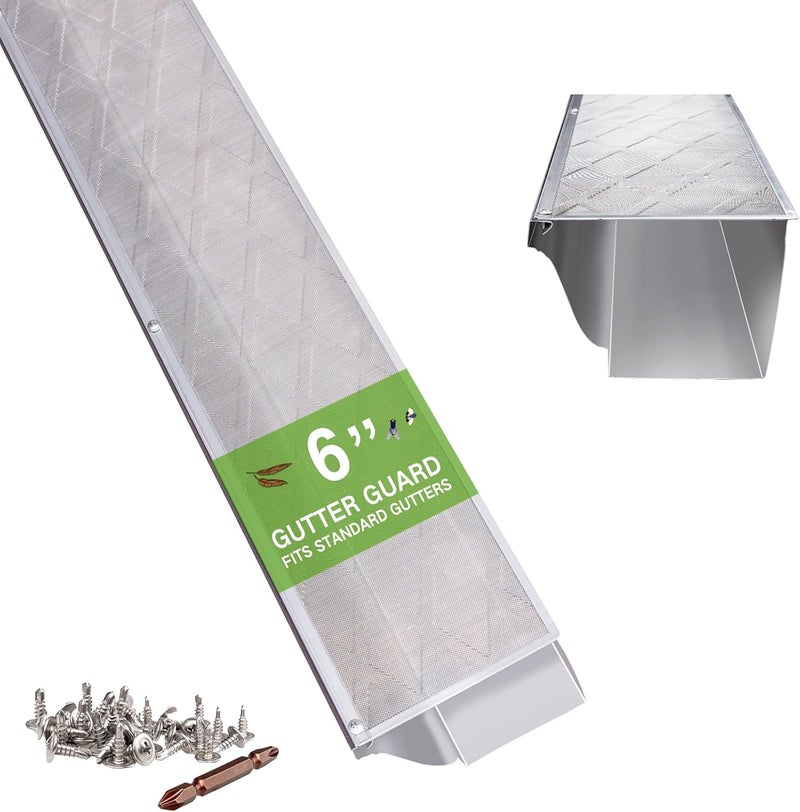 Hoopmon Gutter Guard – 100% Stainless-Steel Micro-Mesh Design, Pine Needle & Small Debris Protection, Fits 6 in K‑Style & Half‑Round Gutters, DIY Screws Included (50ft, 15pcs, 6in x 40in) - Image 1